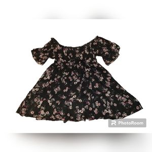 torrid Black Floral Off Shoulder Mini Dress